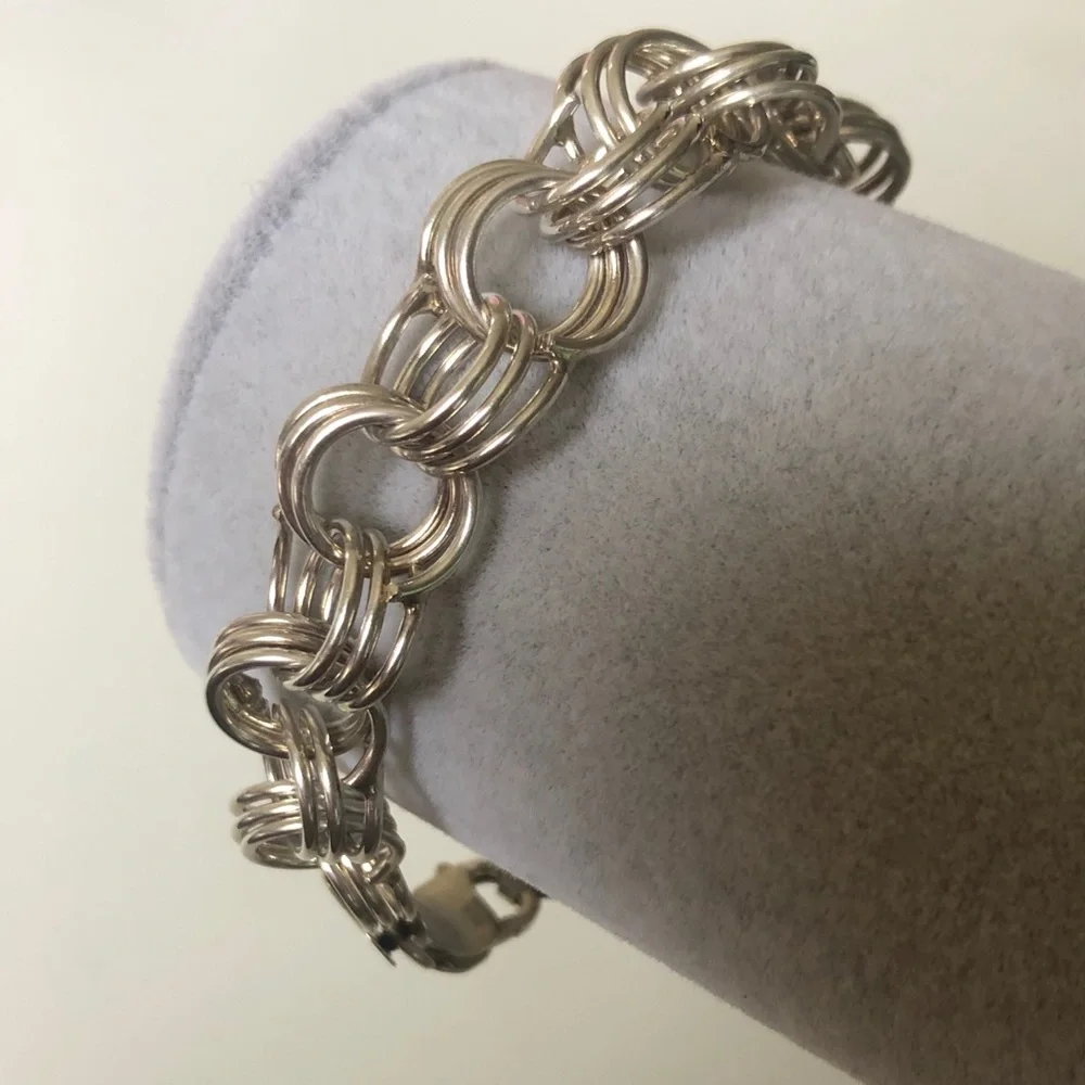 Unisex handmade chain 925 silver 3-circle bracelet